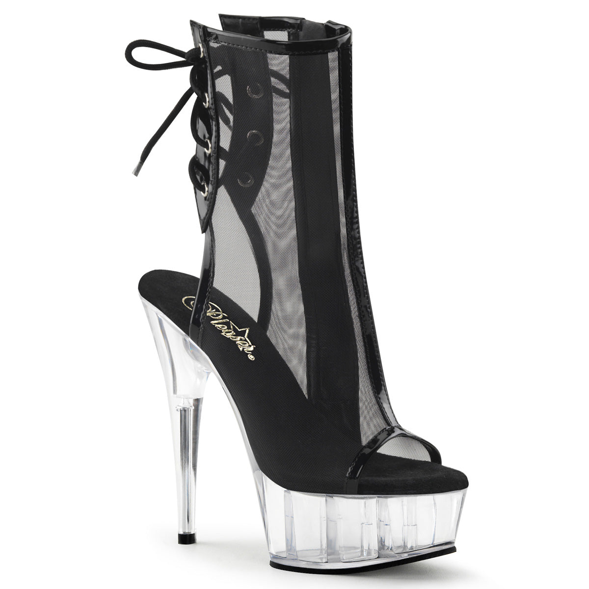 Pleaser Stivaletti da donna DELIGHT-1018MSH BLK PAT-MESH / CLR