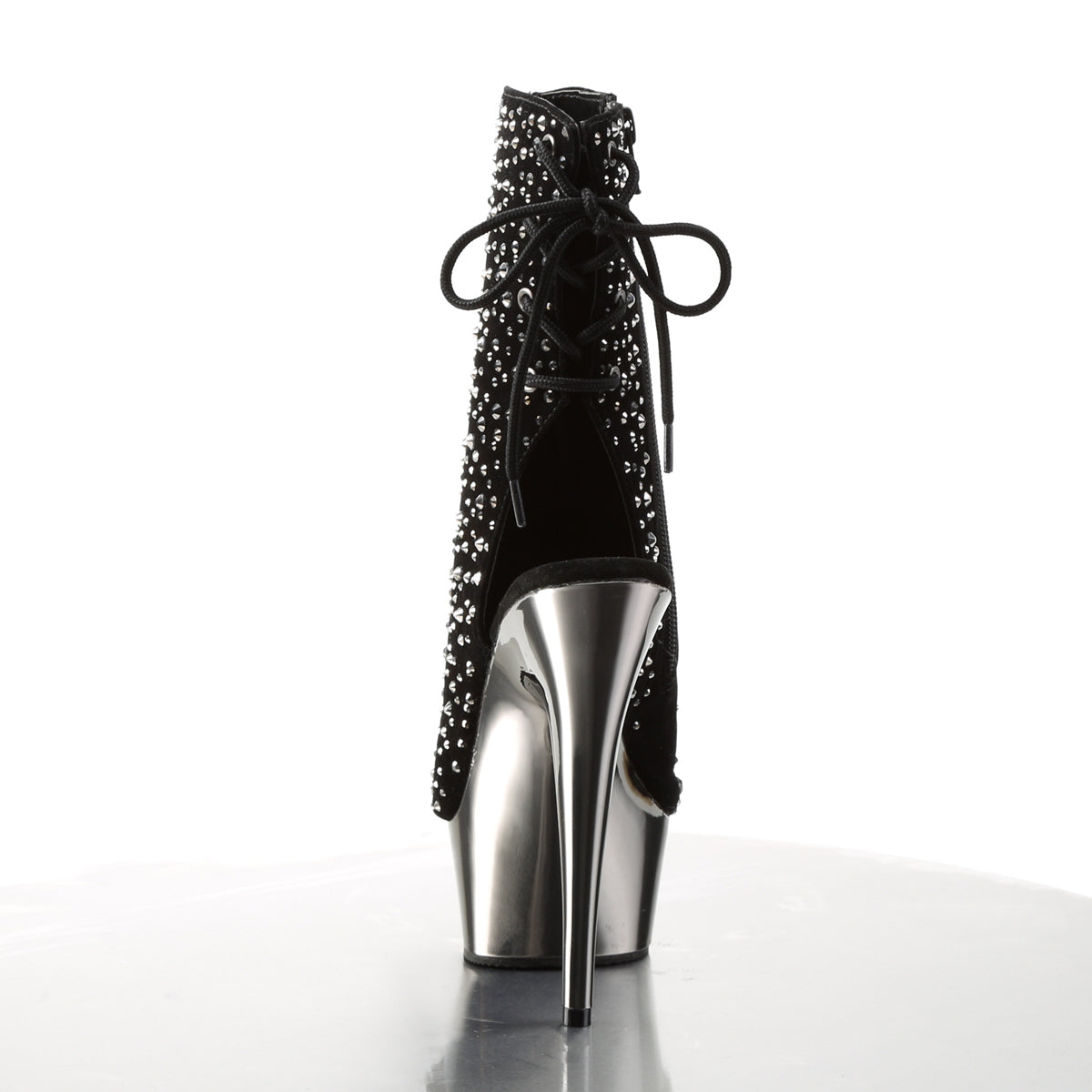 Pleaser Stivaletti da donna DELIGHT-1018RS BLK Velvet-Pyter Rs / Pewter Chrome