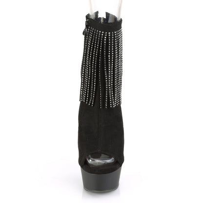 Pleaser Stivaletti da donna DELIGHT-1018RSF BLK FAUX SAMEED / BLK MATTE