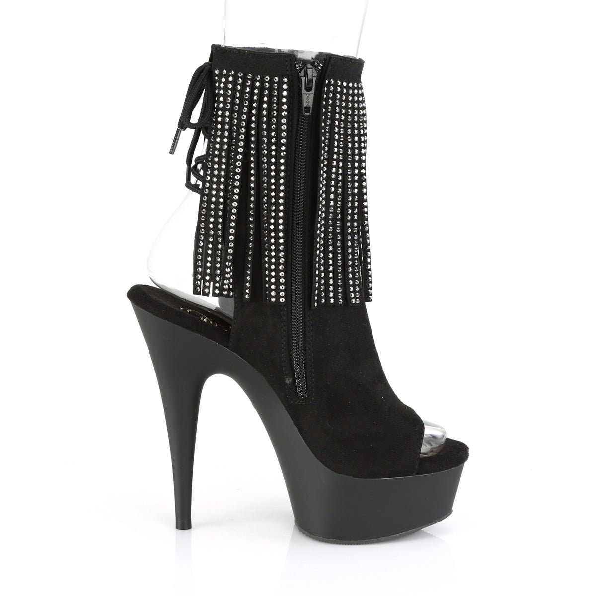 Pleaser Stivaletti da donna DELIGHT-1018RSF BLK FAUX SAMEED / BLK MATTE