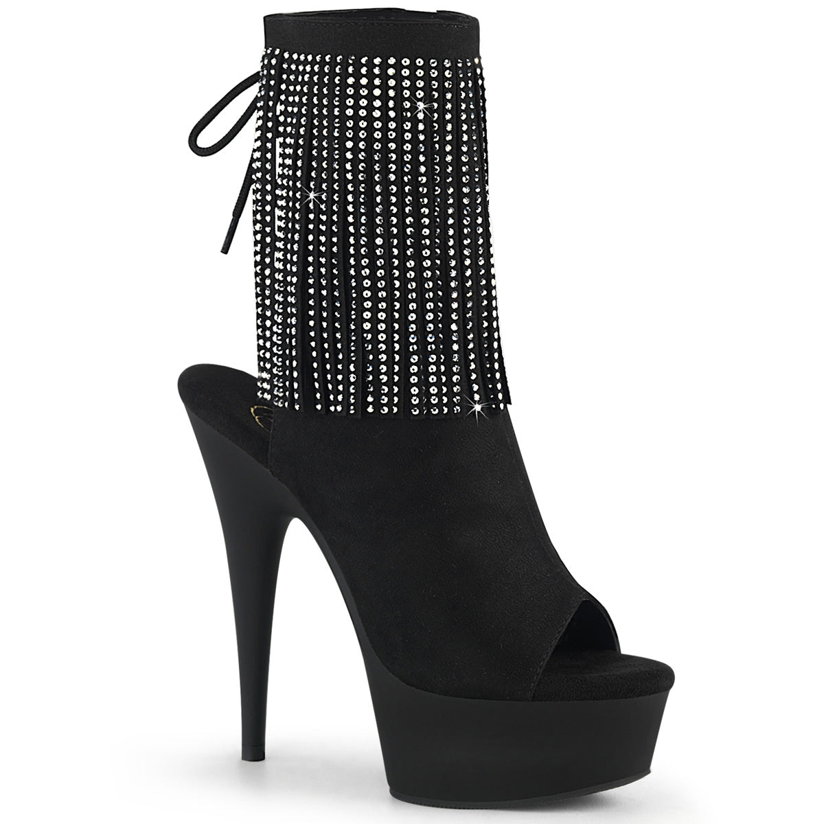 Pleaser Stivaletti da donna DELIGHT-1018RSF BLK FAUX SAMEED / BLK MATTE
