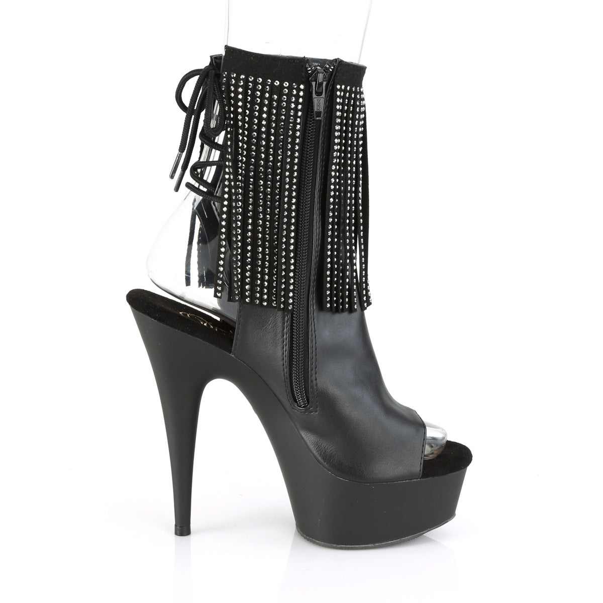Pleaser Womens Ankle Boots DELIGHT-1018RSF Blk Faux Leather/Blk Matte
