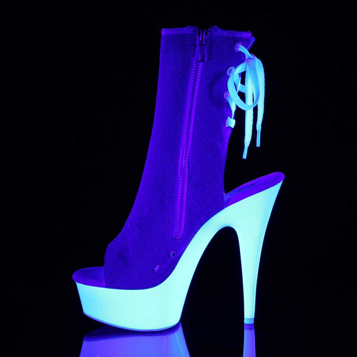 Pleaser Stivaletti da donna DELIGHT-1018SK Denim Blue Canvas / Neon White