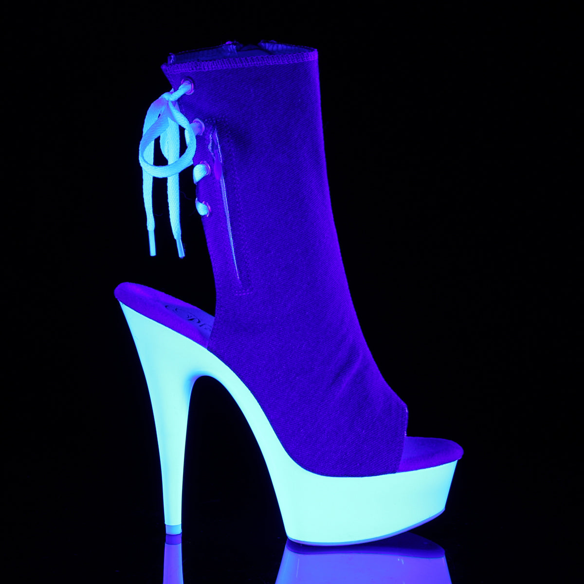 Pleaser Stivaletti da donna DELIGHT-1018SK Denim Blue Canvas / Neon White