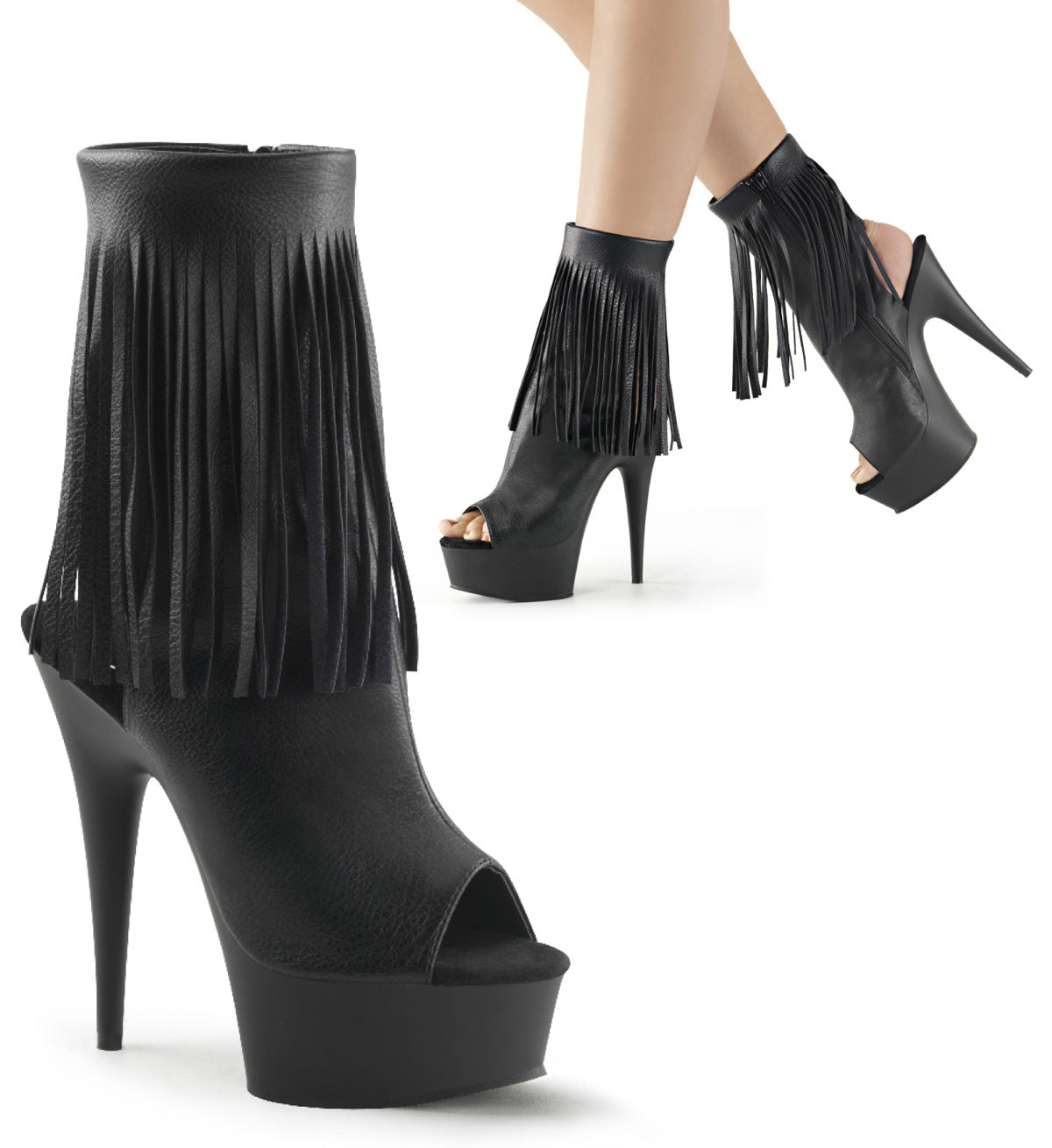 Pleaser Stivaletti da donna DELIGHT-1019 BLK in ecopelle / BLK opaco