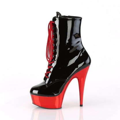 Pleaser Stivaletti da donna DELIGHT-1020 BLK PAT / RED Chrome