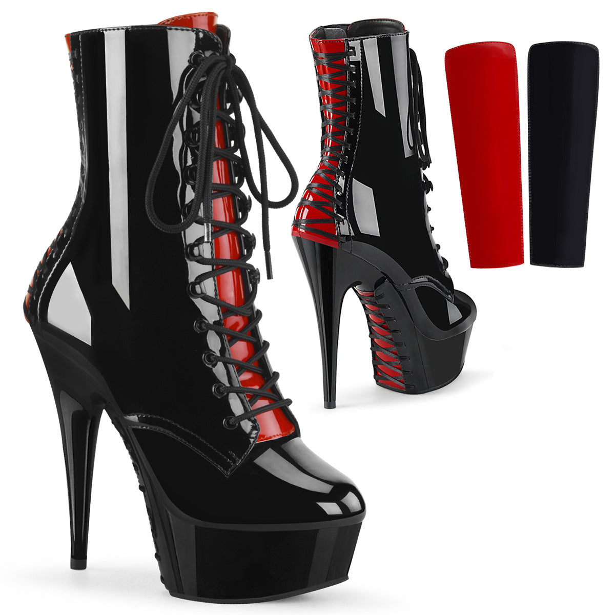 Pleaser Womens Ankle Boots DELIGHT-1020FH Blk Pat/Blk