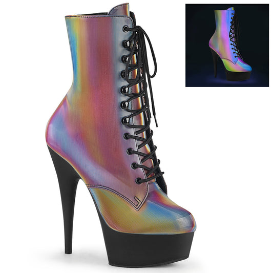 Pleaser Stivaletti da donna DELIGHT-1020Refl. Rainbow MATE riflettente / BLK