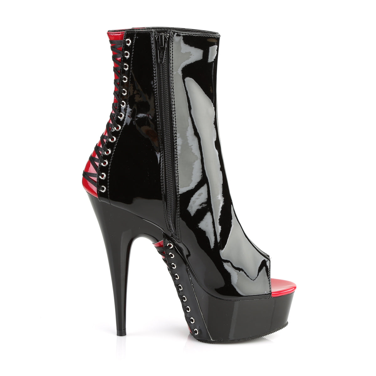 Pleaser Stivaletti da donna DELIGHT-1025 BLK-RED PAT / BLK