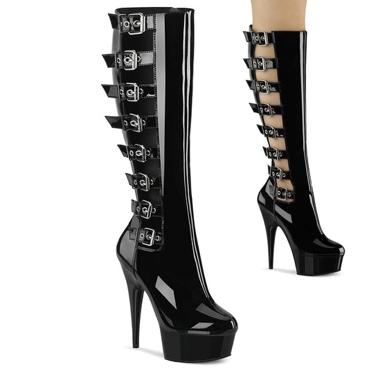 Pleaser Womens Boots DELIGHT-2047 Blk Pat/Blk