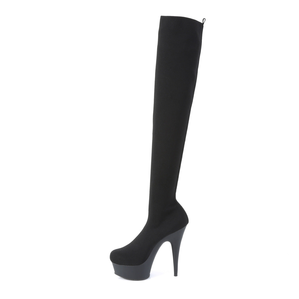 Pleaser Stivali da donna DELIGHT-3002-1 tessuto a maglia elasticizzato BLK / BLK opaco