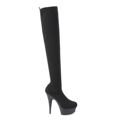 Pleaser Stivali da donna DELIGHT-3002-1 tessuto a maglia elasticizzato BLK / BLK opaco
