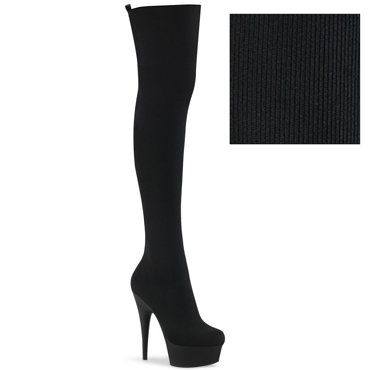 Pleaser Stivali da donna DELIGHT-3002-1 tessuto a maglia elasticizzato BLK / BLK opaco
