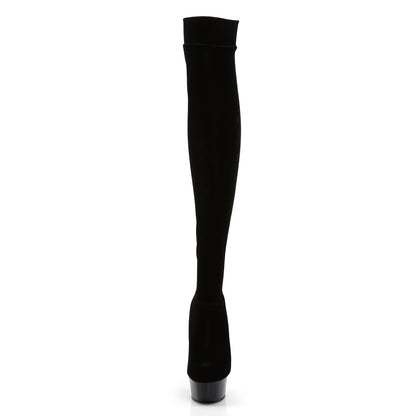 Pleaser Stivali da donna DELIGHT-3002 BLK STR VELVET / BLK