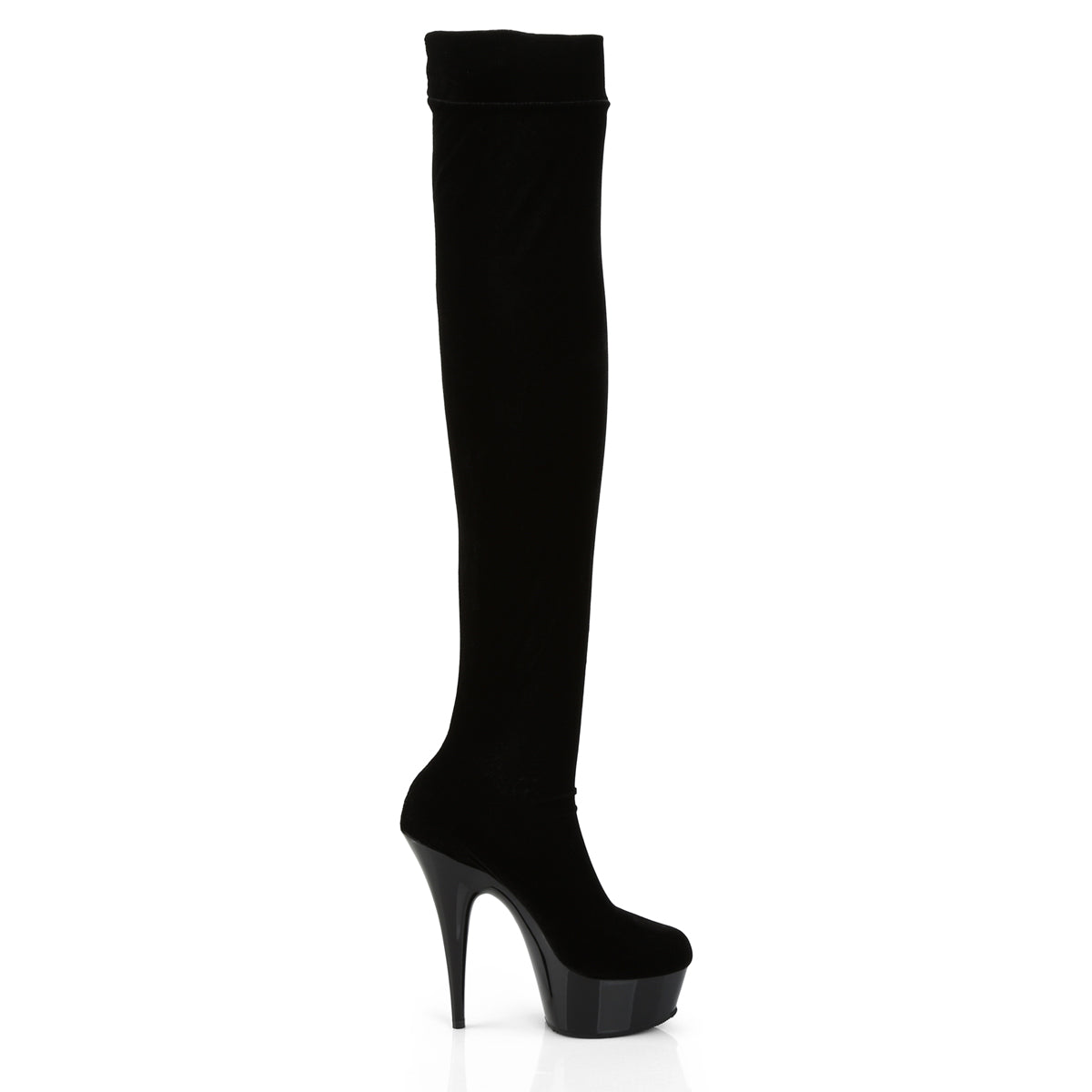 Pleaser Stivali da donna DELIGHT-3002 BLK STR VELVET / BLK