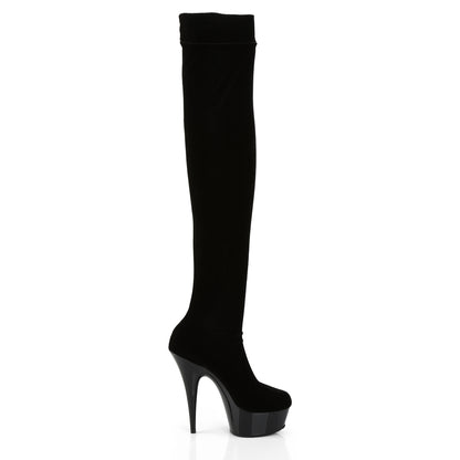Pleaser Stivali da donna DELIGHT-3002 BLK STR VELVET / BLK