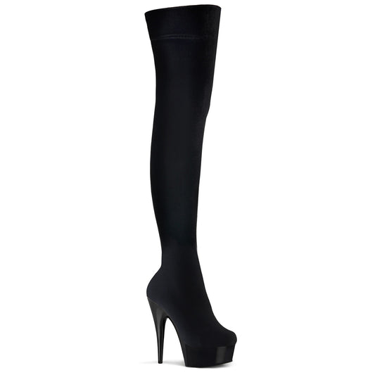 Pleaser Stivali da donna DELIGHT-3002 BLK STR VELVET / BLK