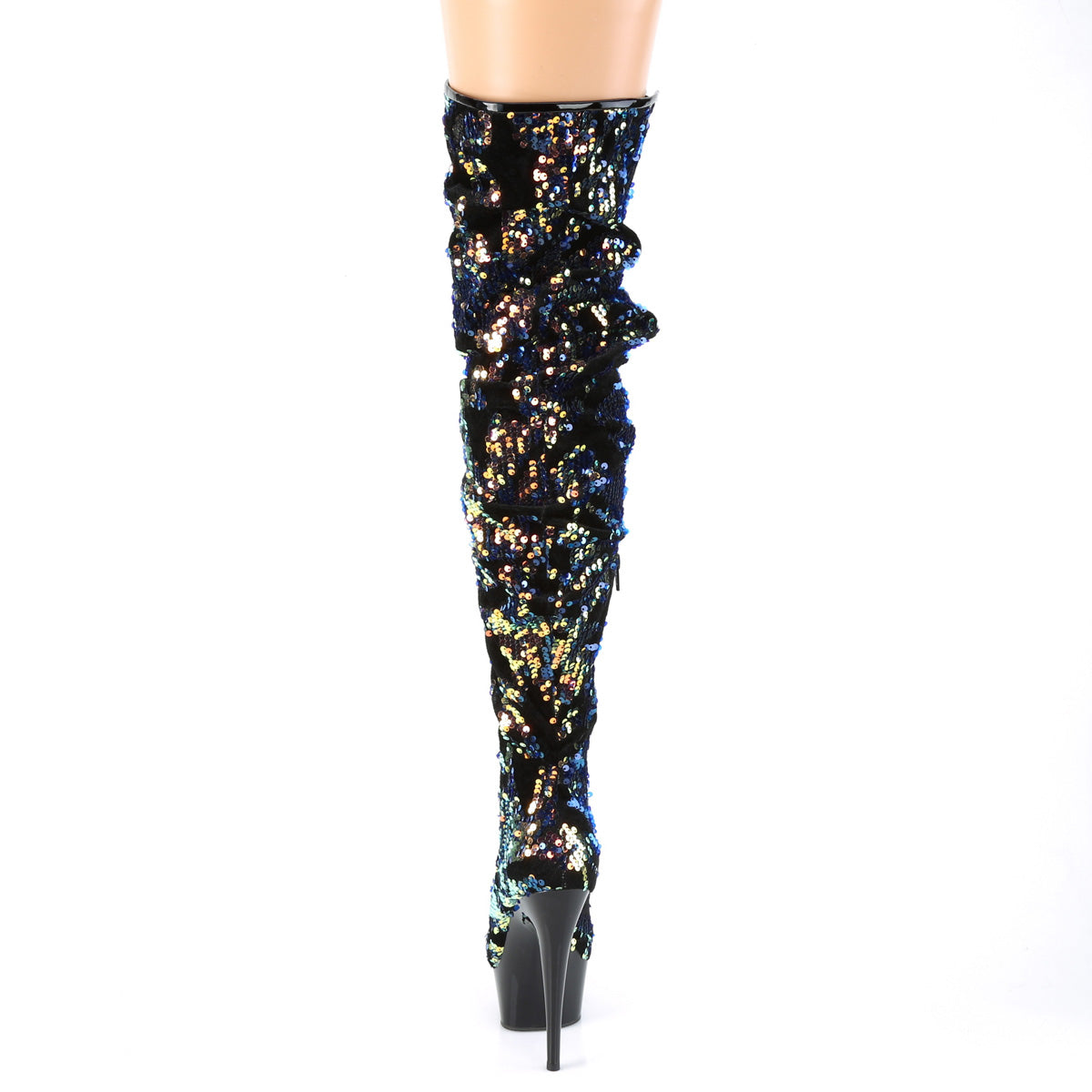 Pleaser Stivali da donna DELIGHT-3004 Paillettes blu iridescenti / BLK