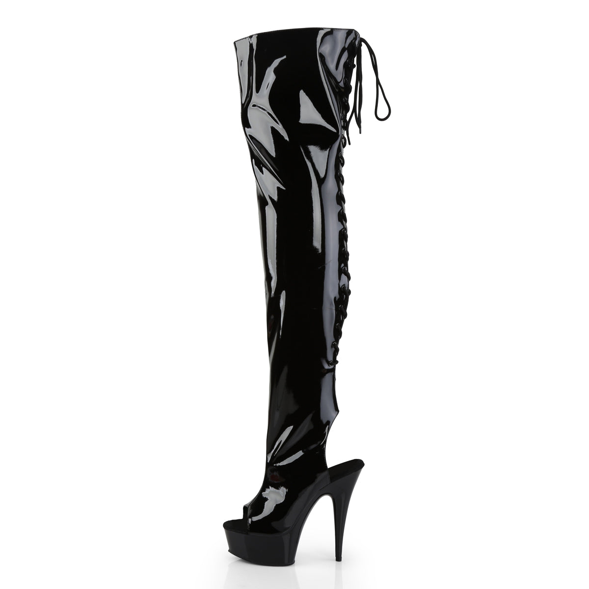 Pleaser Stivali da donna DELIGHT-3017 BLK STR PAT / BLK