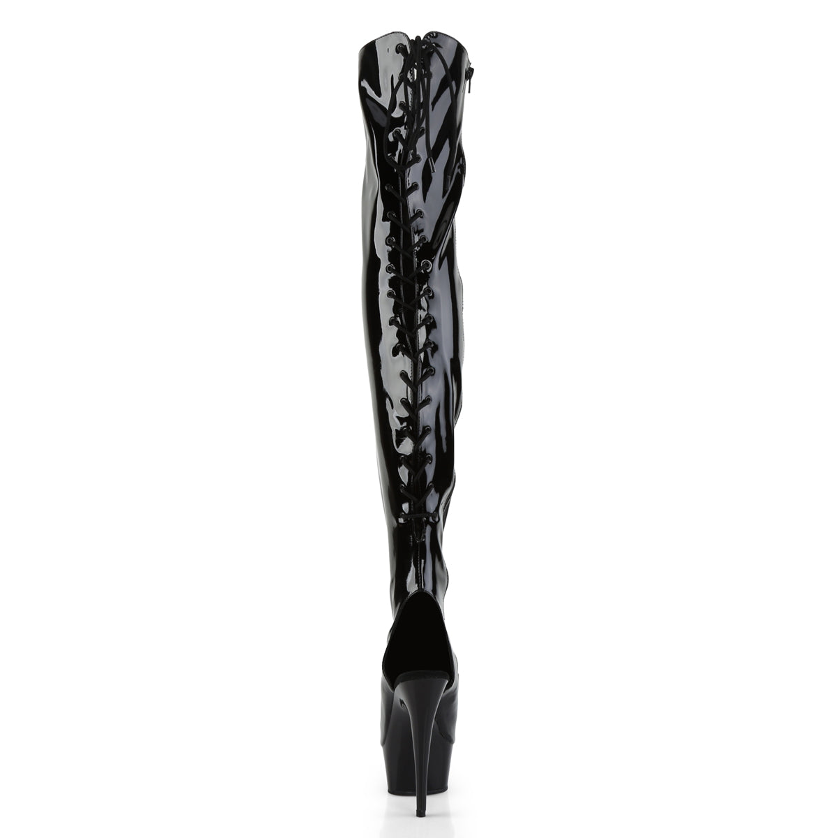 Pleaser Women's Platform Shoes DELIGHT-3017 Blk Str Pat/Blk