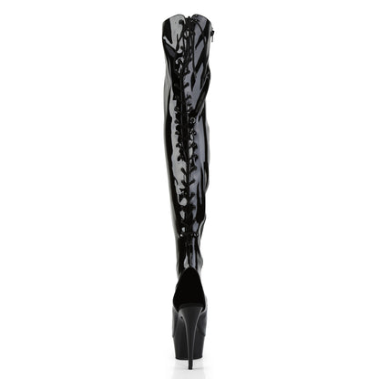 Pleaser Women's Platform Shoes DELIGHT-3017 Blk Str Pat/Blk