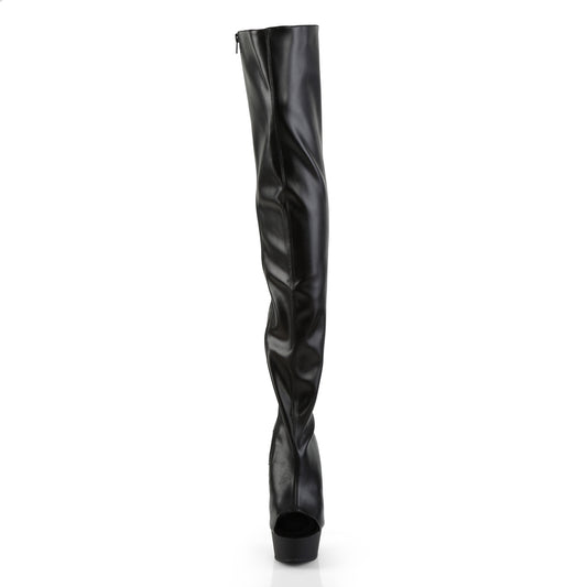Pleaser Women's Platform Shoes DELIGHT-3017 Blk Str Faux Leather/Blk
