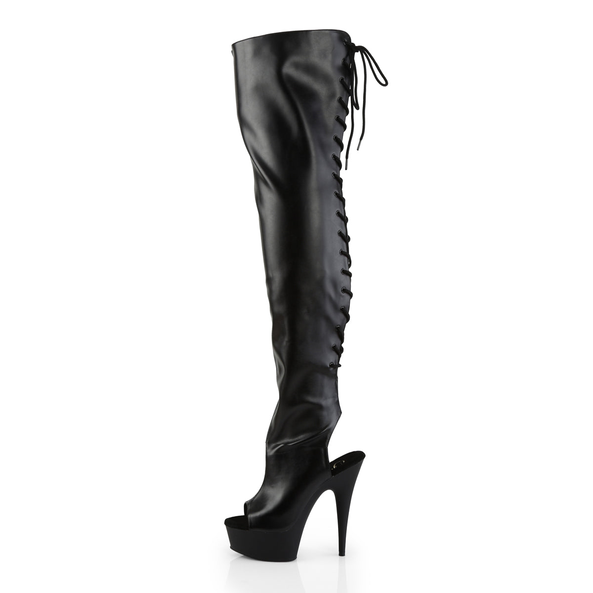 Pleaser Stivali da donna DELIGHT-3017 BLK STR FAUX PELLE / BLK