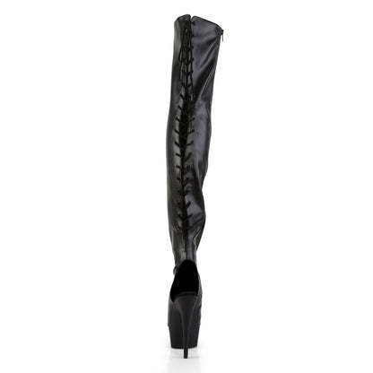 Pleaser Women's Platform Shoes DELIGHT-3017 Blk Str Faux Leather/Blk