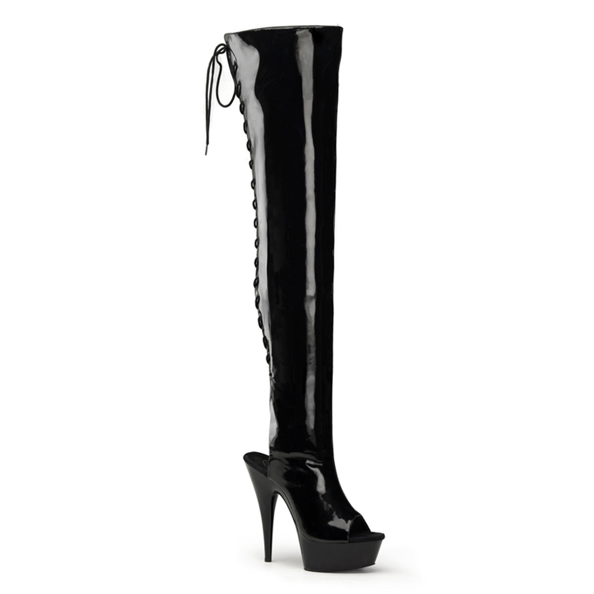 Pleaser Stivali da donna DELIGHT-3017 BLK STR PAT / BLK