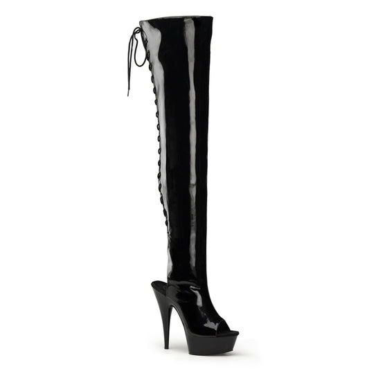 Pleaser Stivali da donna DELIGHT-3017 BLK STR PAT / BLK