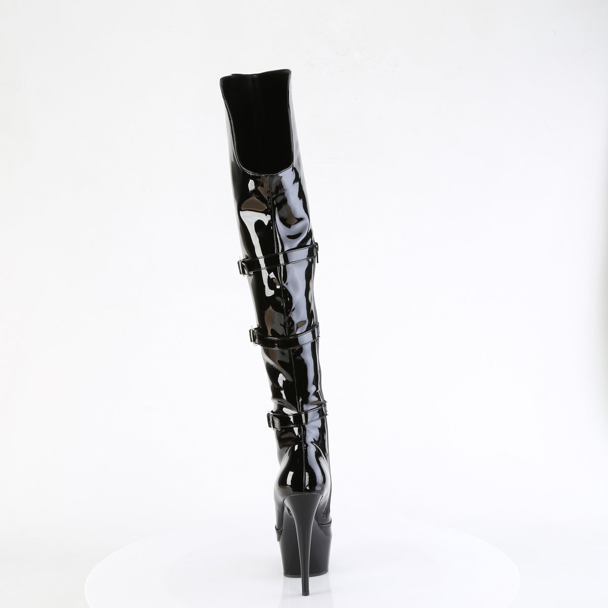 Pleaser   DELIGHT-3018 Blk Str. Pat/Blk