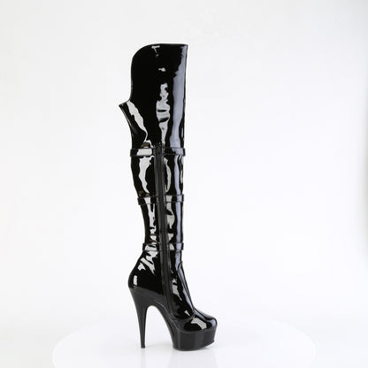Pleaser   DELIGHT-3018 Blk Str. Pat/Blk