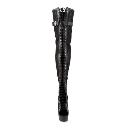Pleaser Stivali da donna DELIGHT-3025ml BLK Faux Pelle-Mesh-Lace / Blk Matte