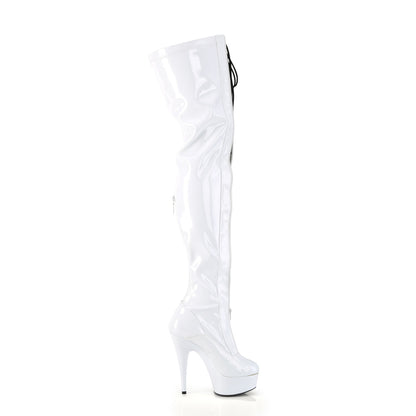 Pleaser  Stivali DELIGHT-3027 wht-blk str. Pat / Wht.