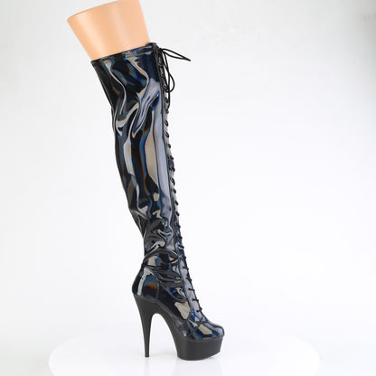 Pleaser   DELIGHT-3029 blk str ologramma pat/blk opaco