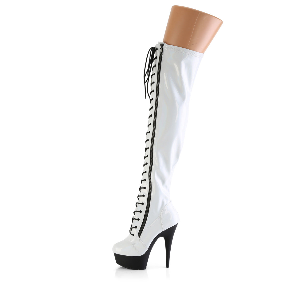 Pleaser   DELIGHT-3029 wht str ologramma pat/blk opaco