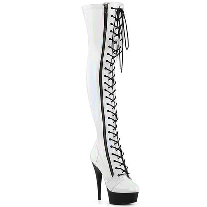 Pleaser   DELIGHT-3029 wht str ologramma pat/blk opaco