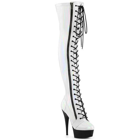 Pleaser   DELIGHT-3029 wht str ologramma pat/blk opaco