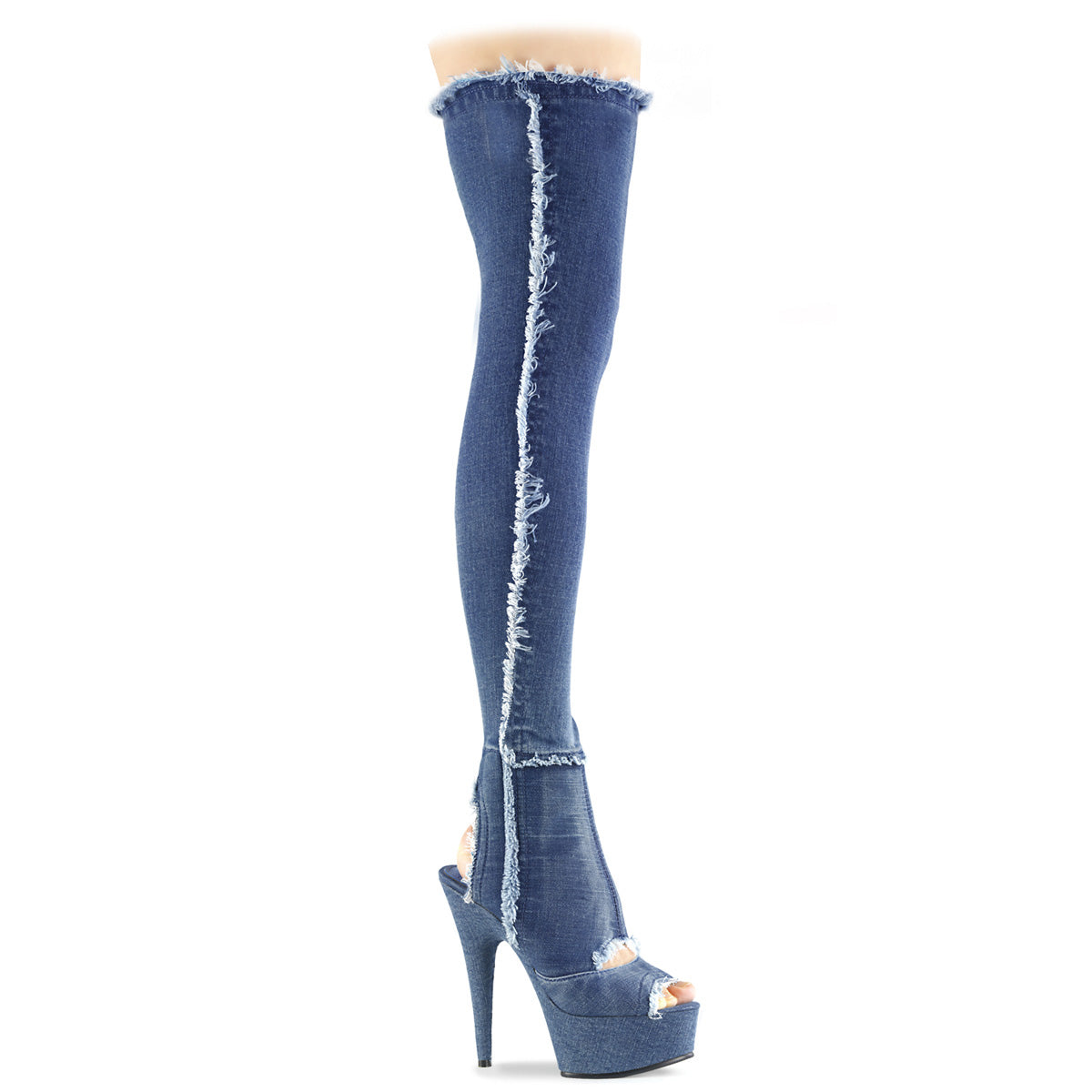 Pleaser Stivali da donna DELIGHT-3030 tessuto Denim Blue Str