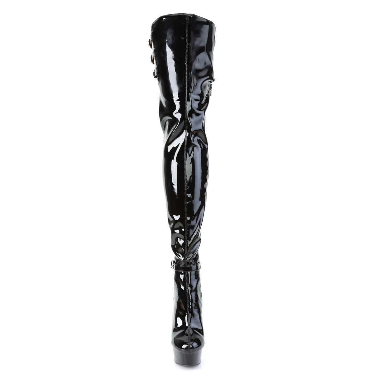 Pleaser Stivali da donna DELIGHT-3055 BLK Stretch Pat / Blk