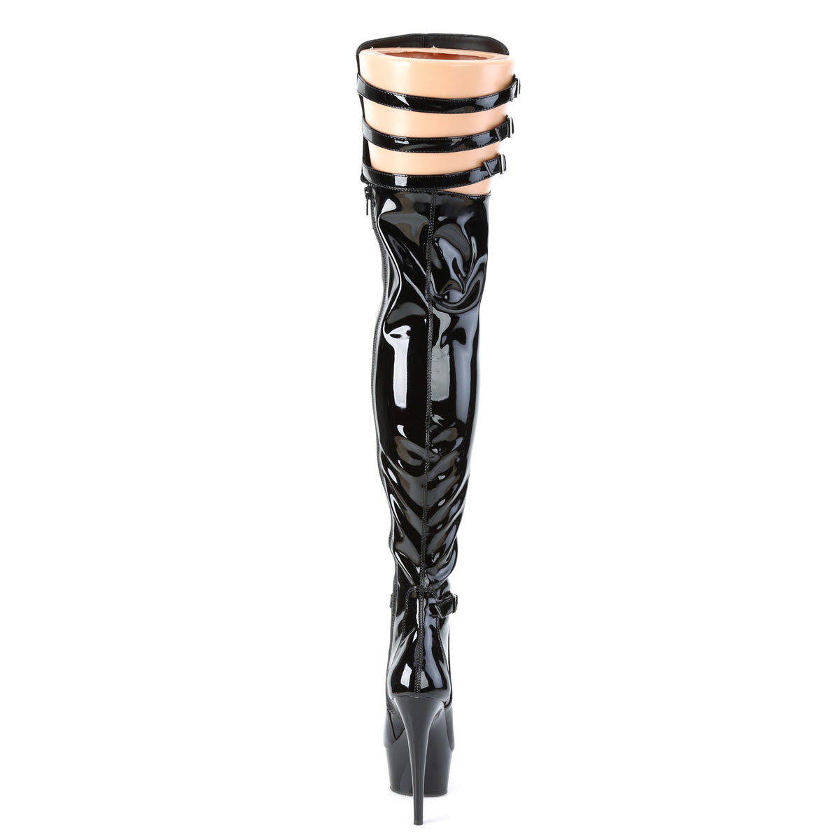 Pleaser Stivali da donna DELIGHT-3055 BLK Stretch Pat / Blk
