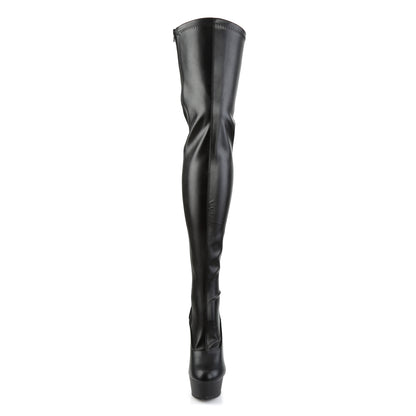 Pleaser Womens Boots DELIGHT-3063 Blk Str Faux Leather/Blk