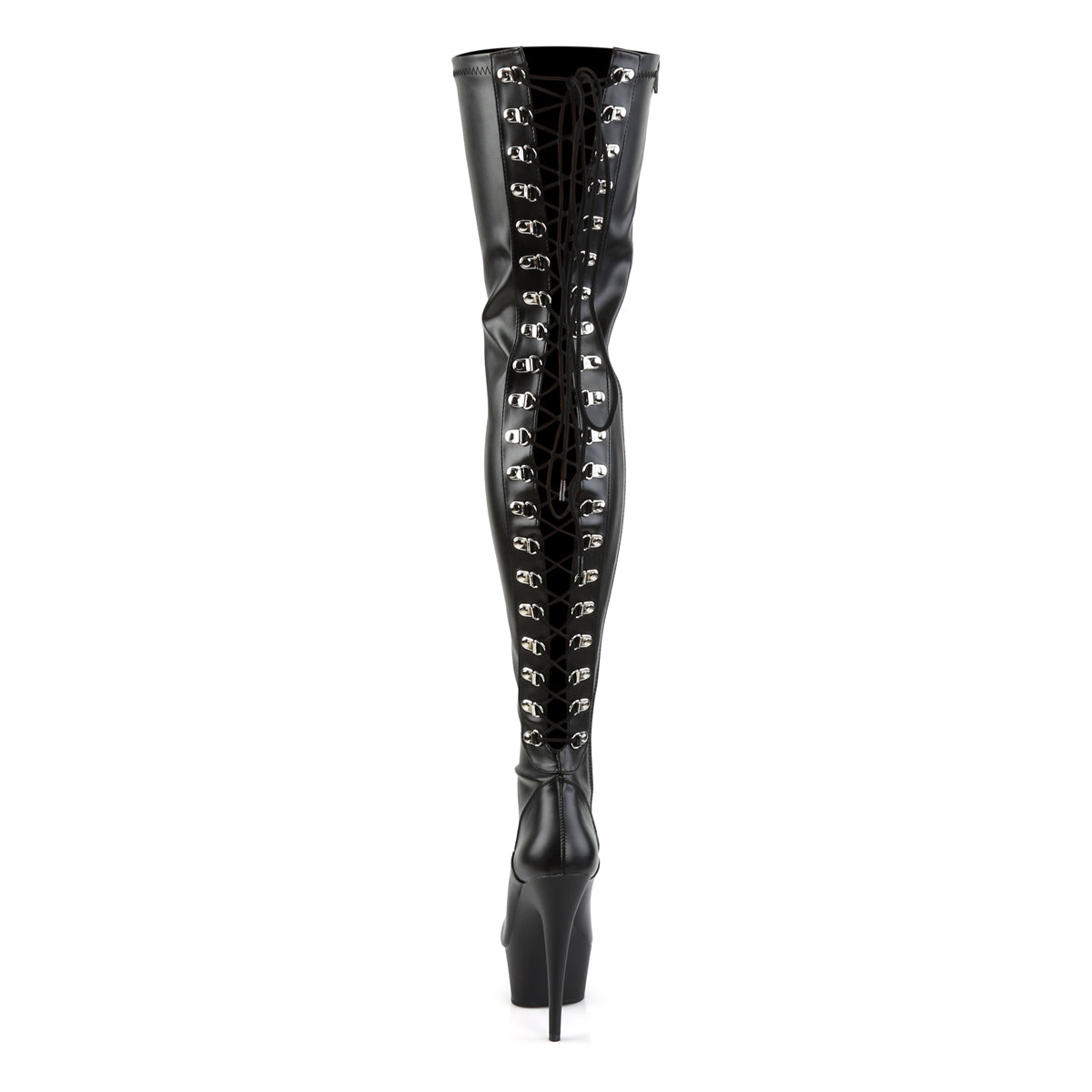 Pleaser Womens Boots DELIGHT-3063 Blk Str Faux Leather/Blk