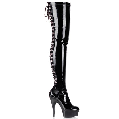 Pleaser Stivali da donna DELIGHT-3063 BLK STR PAT / BLK