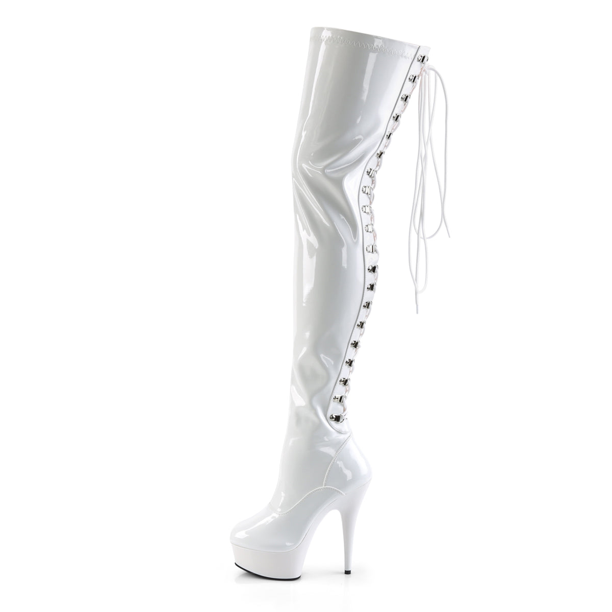 Pleaser Womens Boots DELIGHT-3063 Wht Str Pat/Wht