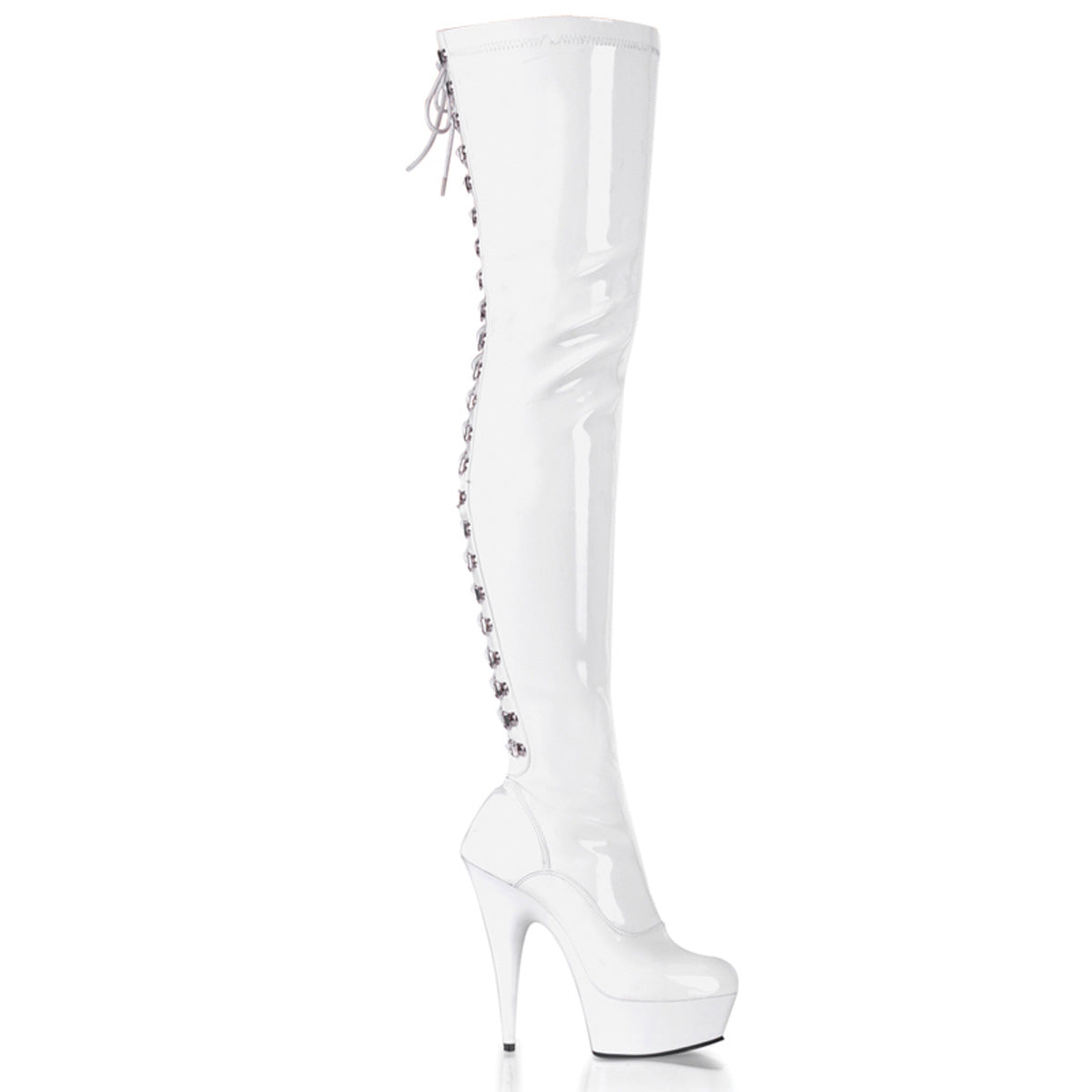 Pleaser Womens Boots DELIGHT-3063 Wht Str Pat/Wht