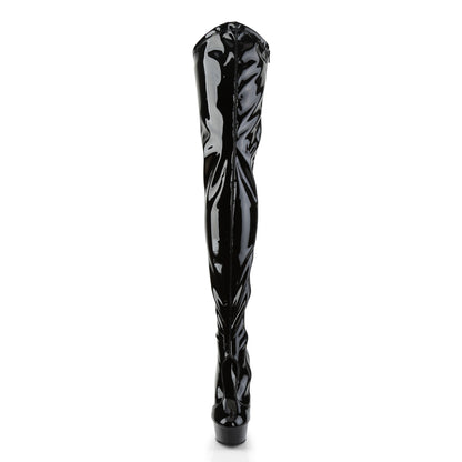 Pleaser Stivali da donna DELIGHT-4000 BLK STR PAT / BLK