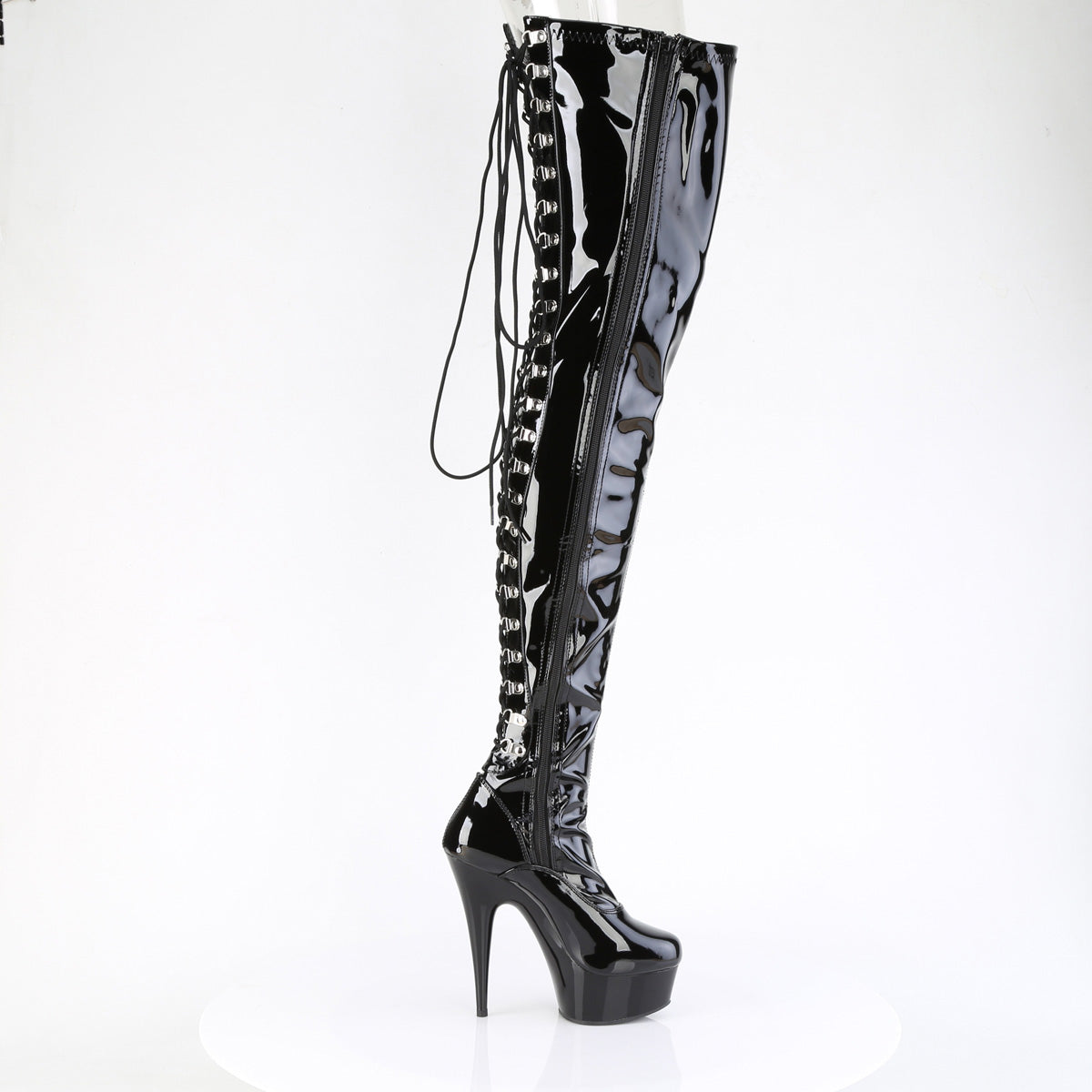 Pleaser Women's Platform Shoes DELIGHT-4063 Blk Str Pat/Blk