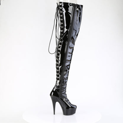 Pleaser Women's Platform Shoes DELIGHT-4063 Blk Str Pat/Blk