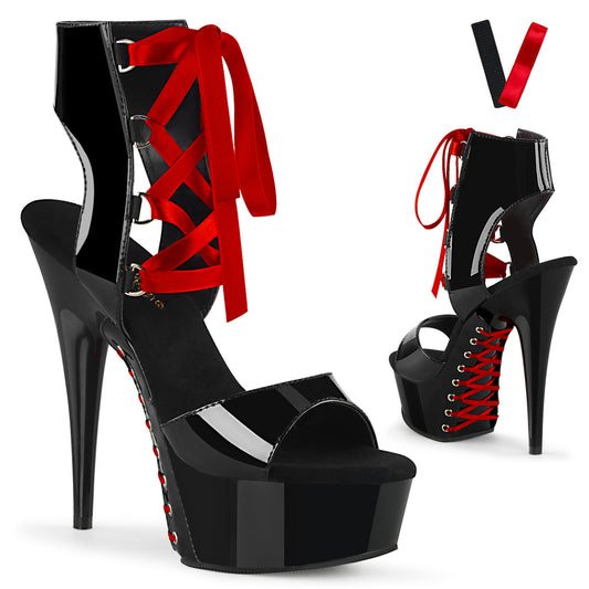 Pleaser Sandali da donna DELIGHT-600-14FH ​​BLK PAT / BLK